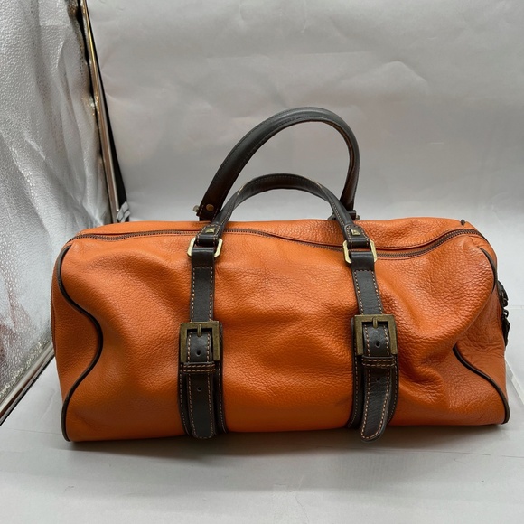 Adrienne Vittadini Handbags - Gently Used Adrienne Vittadini Orange and Tobacco Brown Leather Satchel Handbag